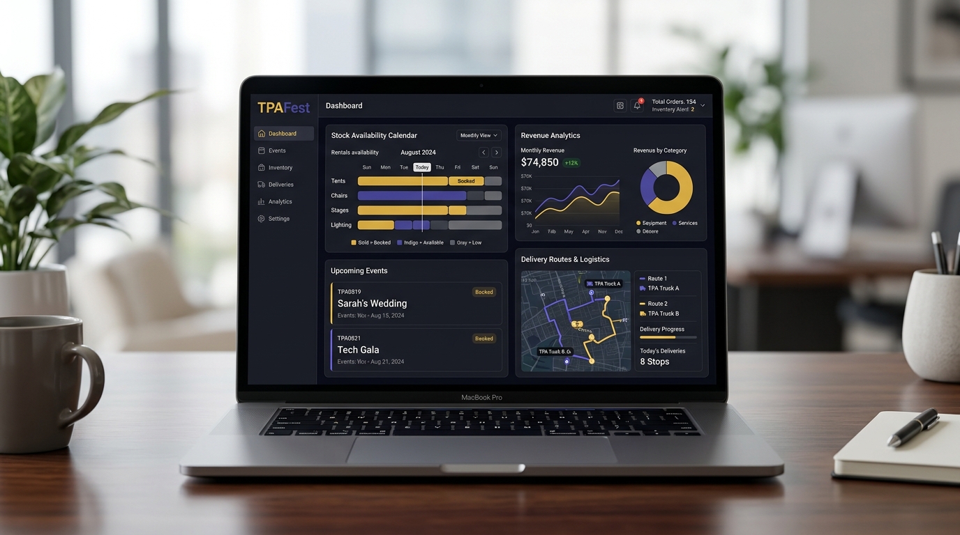 Interface do TPAFest - O Melhor Sistema de Gestão para Locação de Festas do Brasil